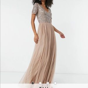 ASOS Maya taupe blush sequin bridesmaid/prom dress